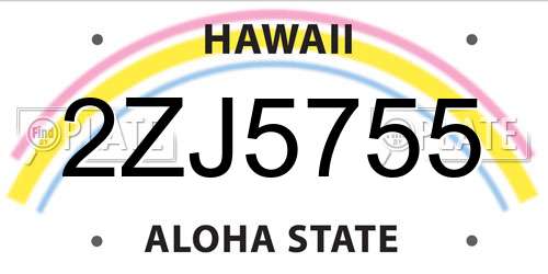 2ZJ5755 Hawaii License Plate
