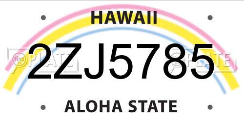 2ZJ5785 Hawaii License Plate