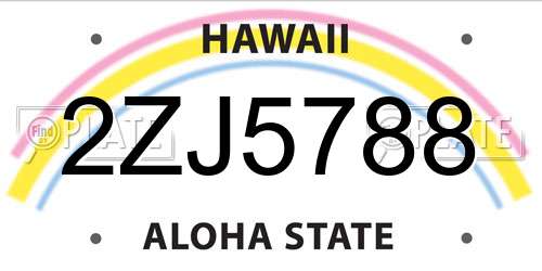 2ZJ5788 Hawaii License Plate