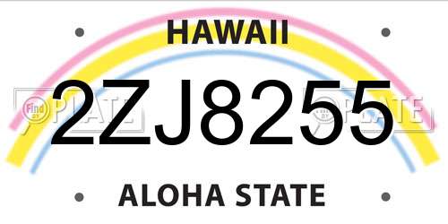 2ZJ8255 Hawaii License Plate