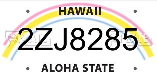 2ZJ8285 Hawaii License Plate