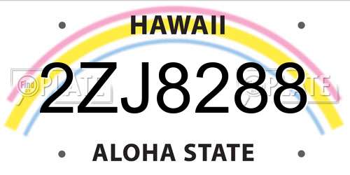 2ZJ8288 Hawaii License Plate