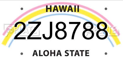 2ZJ8788 Hawaii License Plate