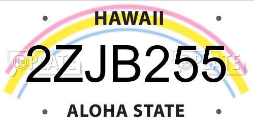 2ZJB255 Hawaii License Plate