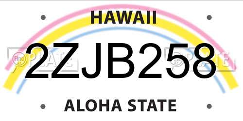 2ZJB258 Hawaii License Plate