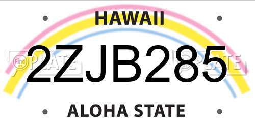 2ZJB285 Hawaii License Plate