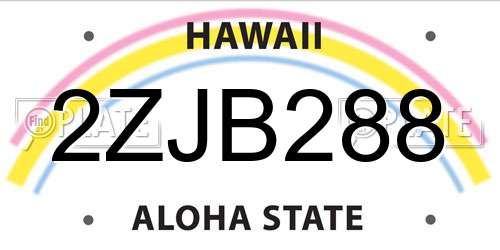 2ZJB288 Hawaii License Plate