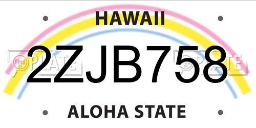 2ZJB758 Hawaii License Plate