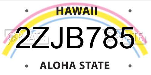 2ZJB785 Hawaii License Plate