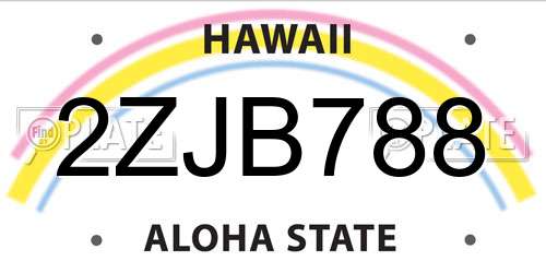 2ZJB788 Hawaii License Plate