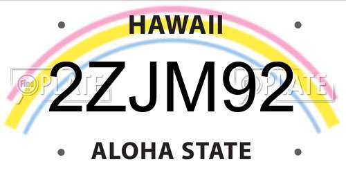 2ZJM92 Hawaii License Plate