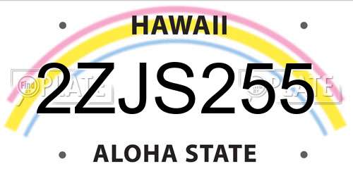2ZJS255 Hawaii License Plate