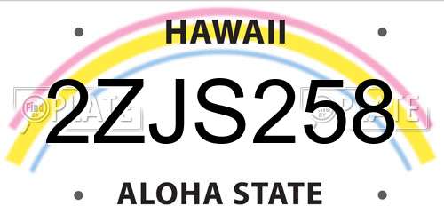 2ZJS258 Hawaii License Plate