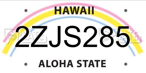 2ZJS285 Hawaii License Plate