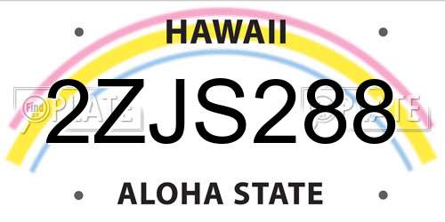 2ZJS288 Hawaii License Plate
