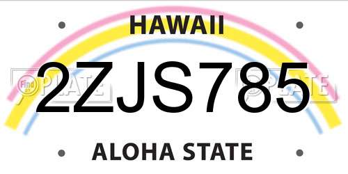 2ZJS785 Hawaii License Plate