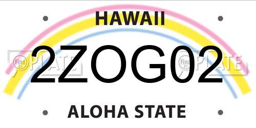 2ZOG02 Hawaii License Plate