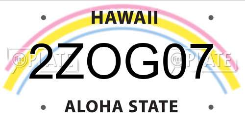 2ZOG07 Hawaii License Plate