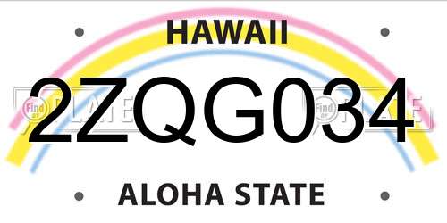 2ZQG034 Hawaii License Plate