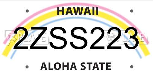 2ZSS223 Hawaii License Plate