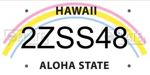 2ZSS48 Hawaii License Plate