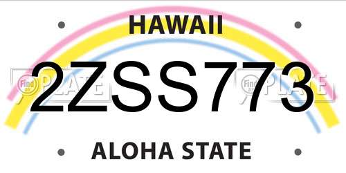 2ZSS773 Hawaii License Plate
