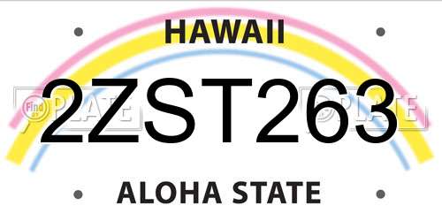 2ZST263 Hawaii License Plate
