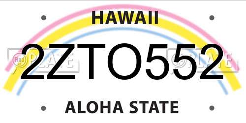 2ZTO552 Hawaii License Plate