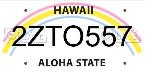 2ZTO557 Hawaii License Plate