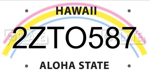2ZTO587 Hawaii License Plate