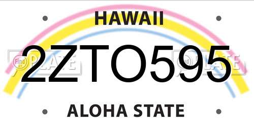 2ZTO595 Hawaii License Plate