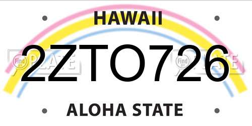 2ZTO726 Hawaii License Plate
