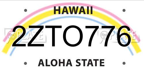 2ZTO776 Hawaii License Plate
