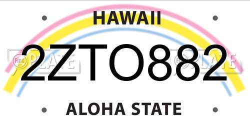 2ZTO882 Hawaii License Plate