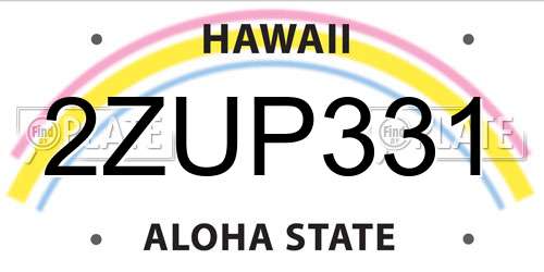 2ZUP331 Hawaii License Plate