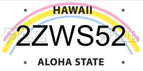 2ZWS52 Hawaii License Plate