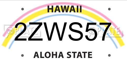 2ZWS57 Hawaii License Plate