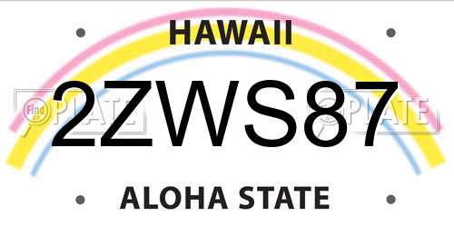 2ZWS87 Hawaii License Plate