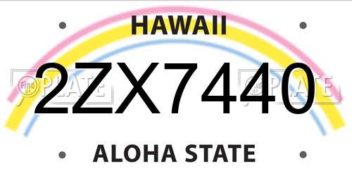2ZX7440 Hawaii License Plate