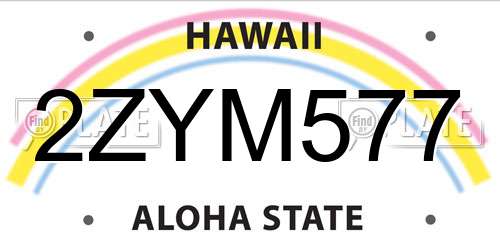 2ZYM577 Hawaii License Plate