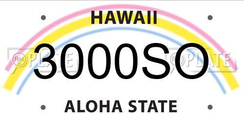 3000SO Hawaii License Plate