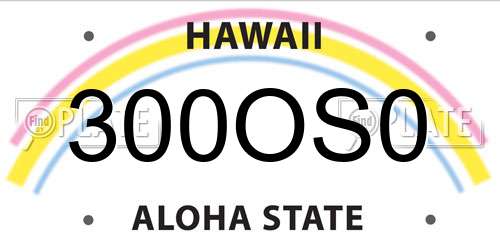 300OS0 Hawaii License Plate