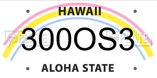 300OS3 Hawaii License Plate