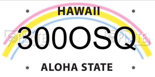 300OSQ Hawaii License Plate