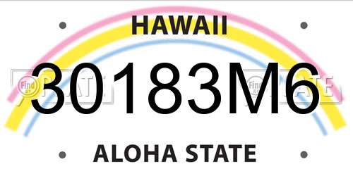 30183M6 Hawaii License Plate