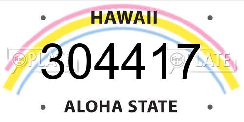 304417 Hawaii License Plate