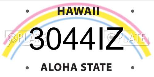 3044IZ Hawaii License Plate