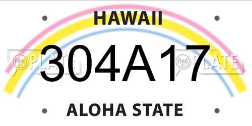 304A17 Hawaii License Plate