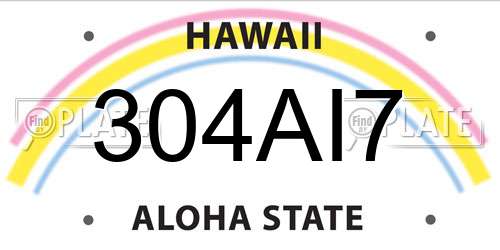 304AI7 Hawaii License Plate