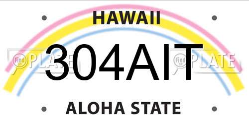 304AIT Hawaii License Plate